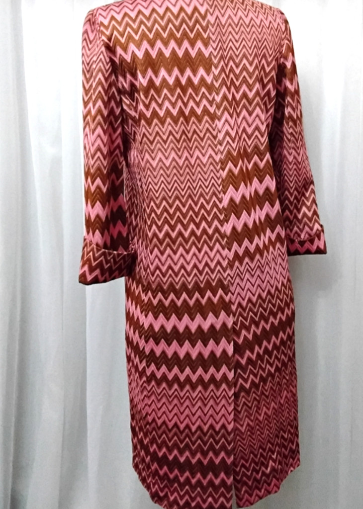RARE Vintage MISSONI Chevron Coat Jacket Pink Brown 1960s-70s