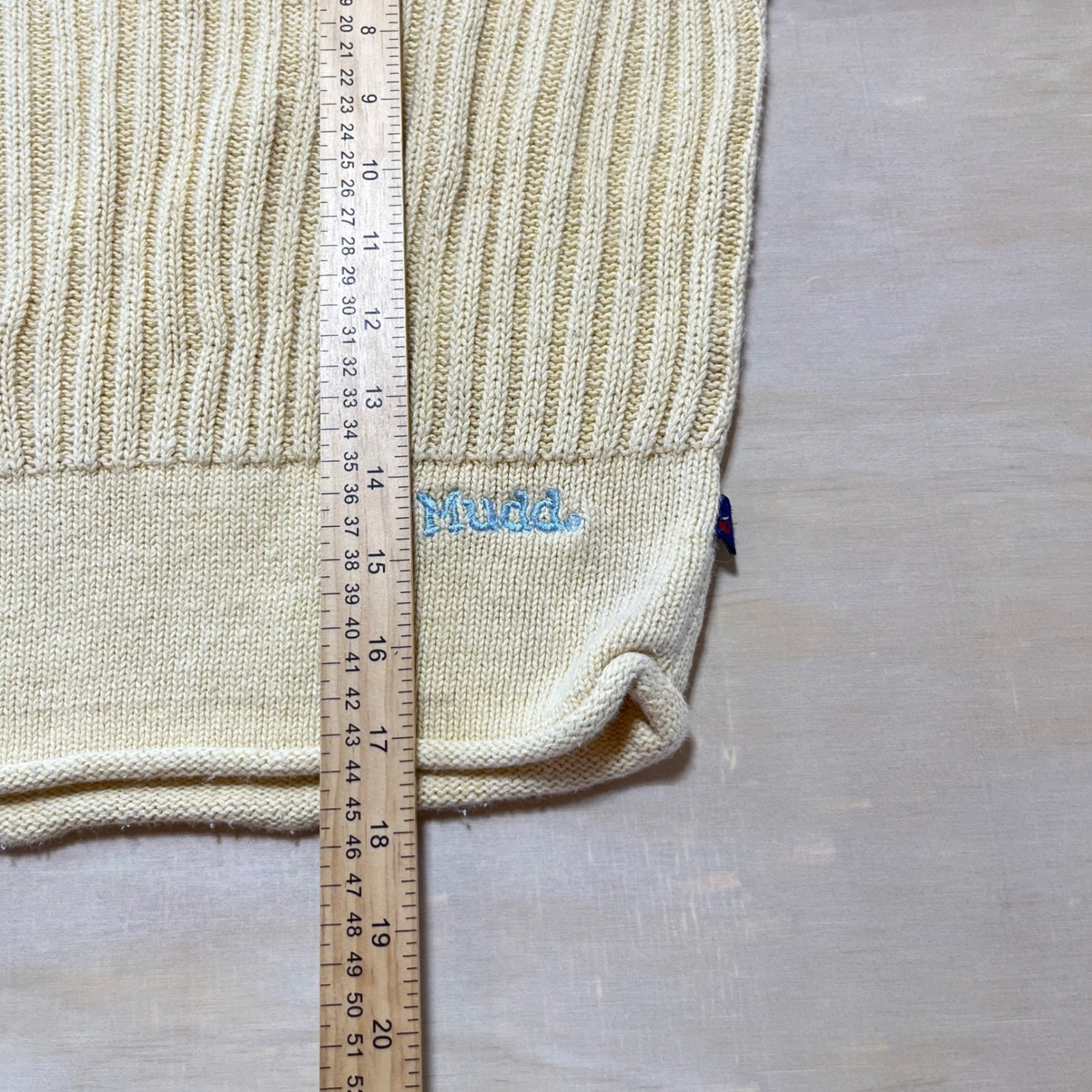 Vintage Mudd Ribbed Knit Sweater Womens Large Yellow Ramie Cotton Y2K Pullover