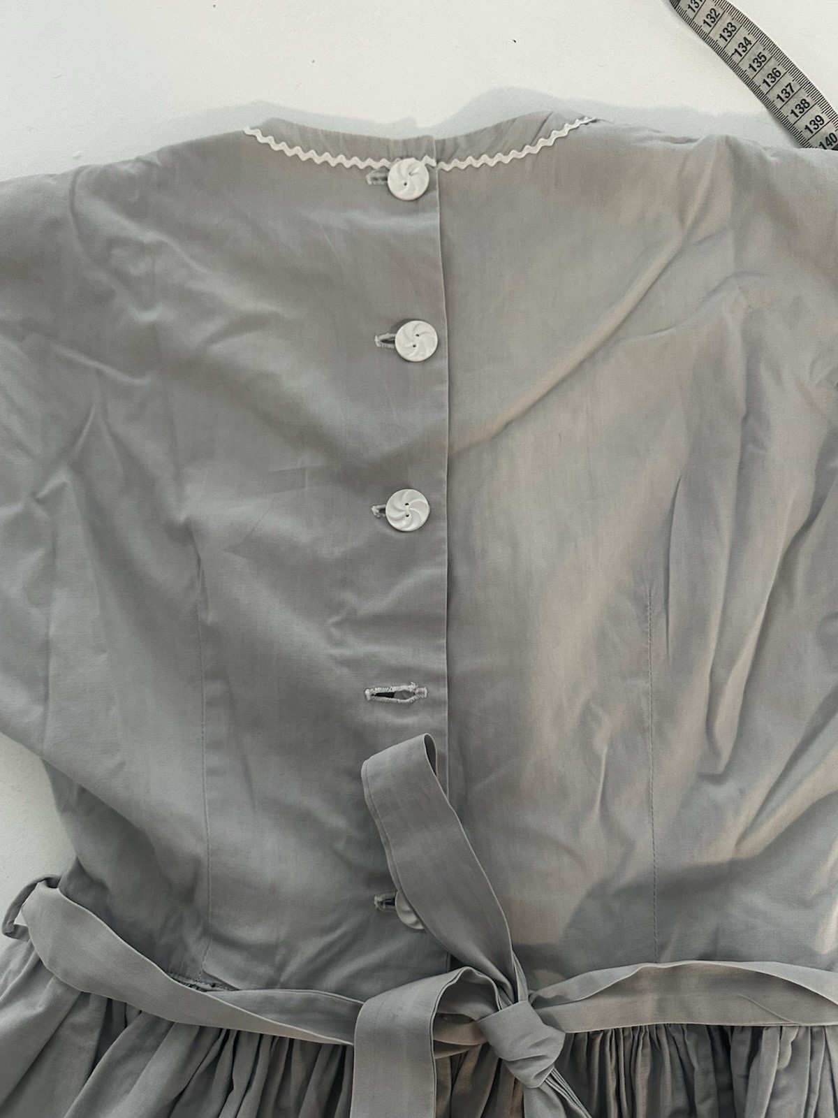 PRISTINE Vtg 1950s JUNIOR THEME Blue Moire Taffeta Dress & Bolero Set Beaded XS