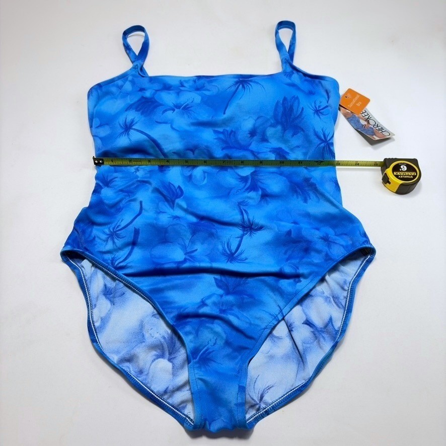 Cherokee Vintage 2002 Target One Piece Swimsuit Womens 14 Blue Floral NWT