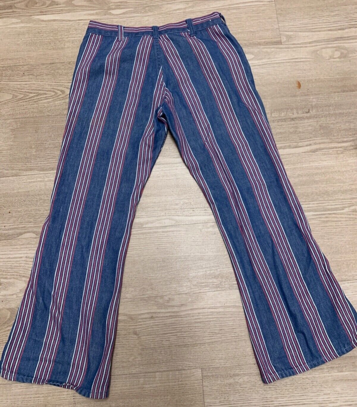 Vintage Lee Denim Jeans 60s 70s Mod Indigo Red White Stripe Pants – 29in waist