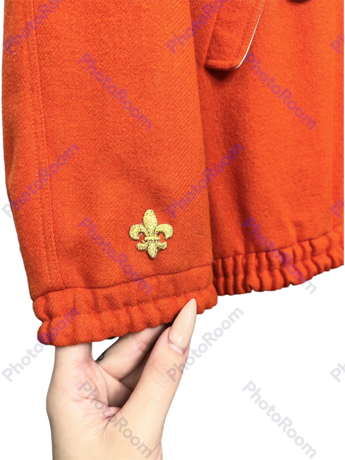COURREGES Paris Hyperbole Vintage 1970’s Orange Wool Jacket Collared Outerwear