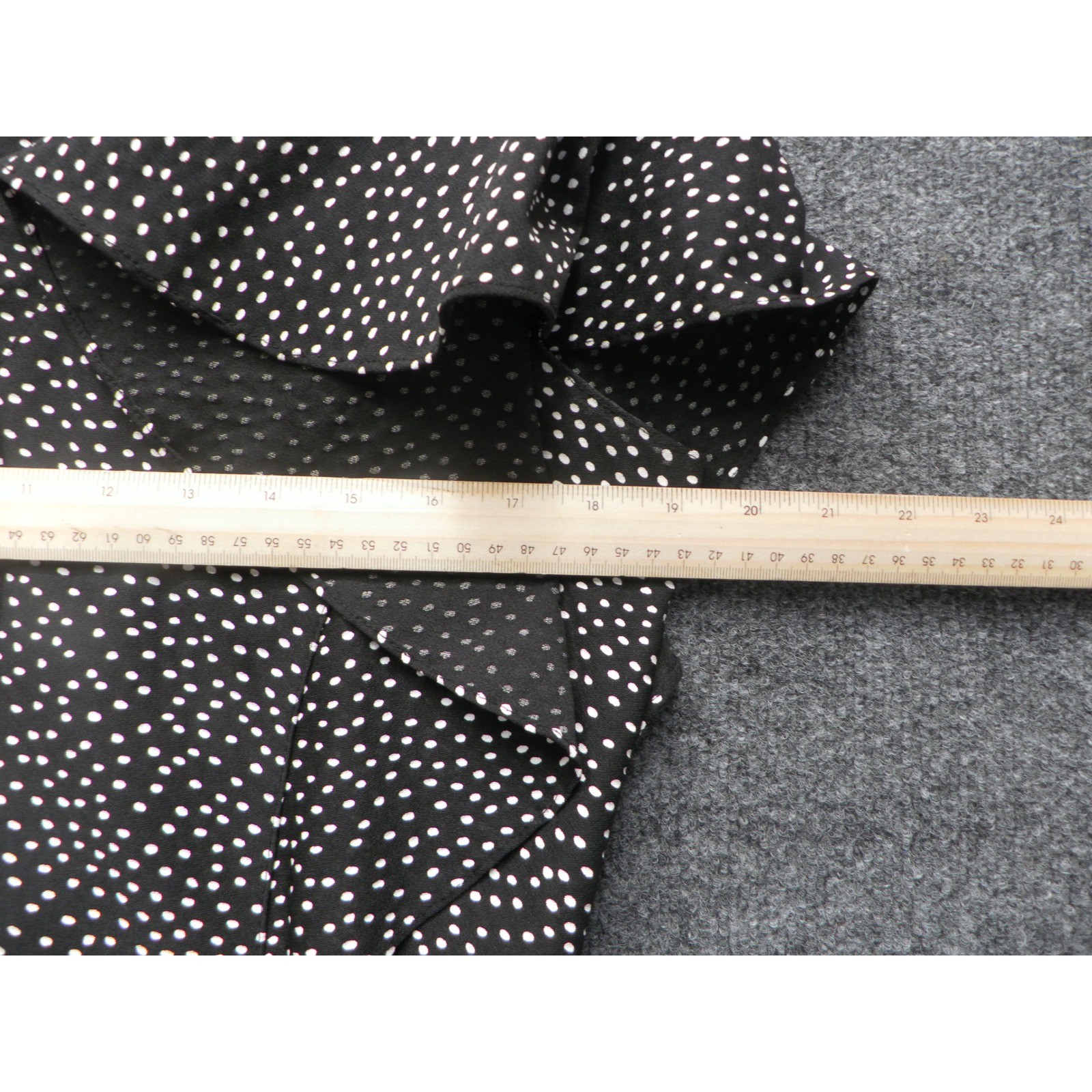 Pistachio Polka Dot Dress Womens 13-14 Black Peplum Vintage 80s Retro Midi