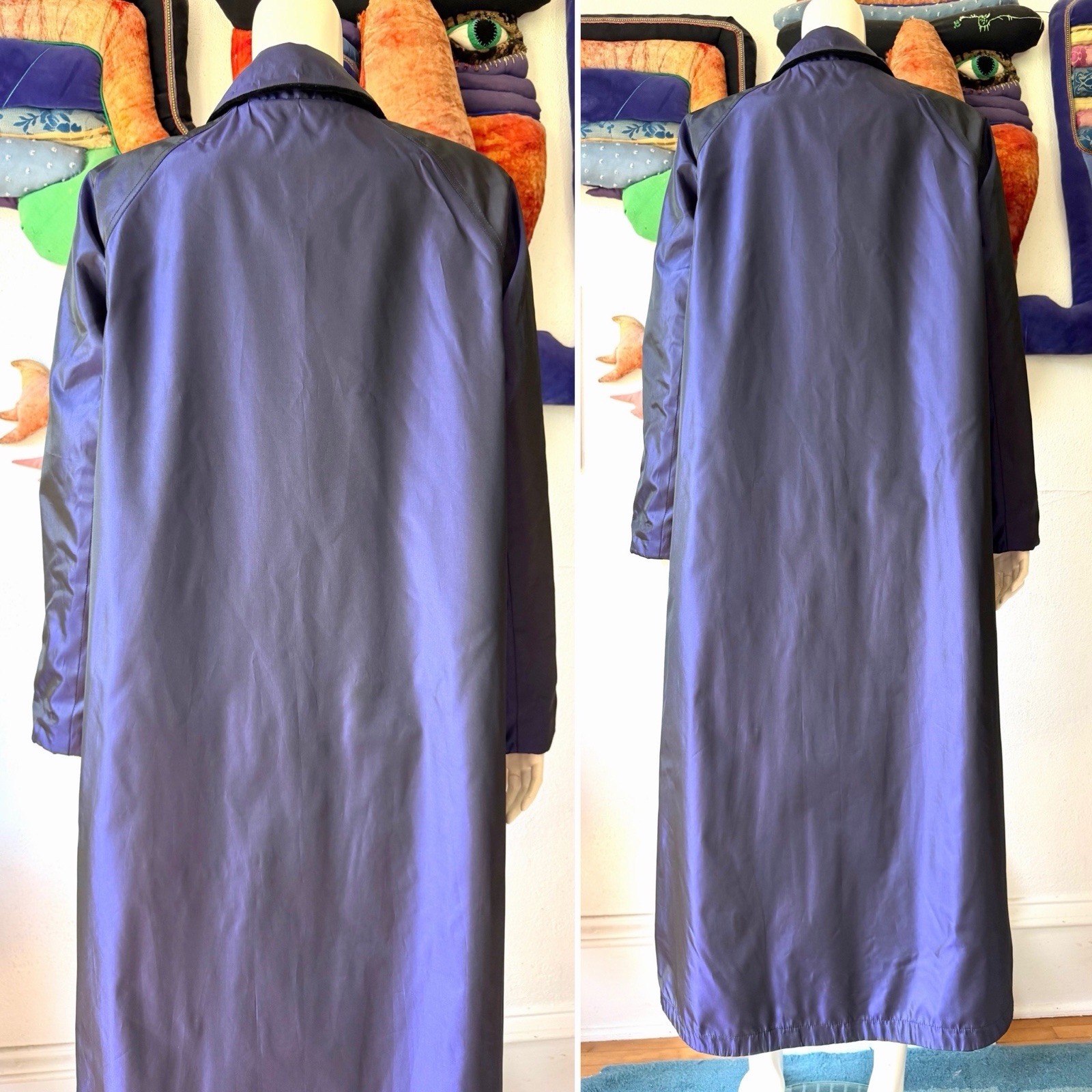 Vintage BLACK VELVET REVERSIBLE Drizzle Coat Purple Saks Fifth Ave Long Opera 10