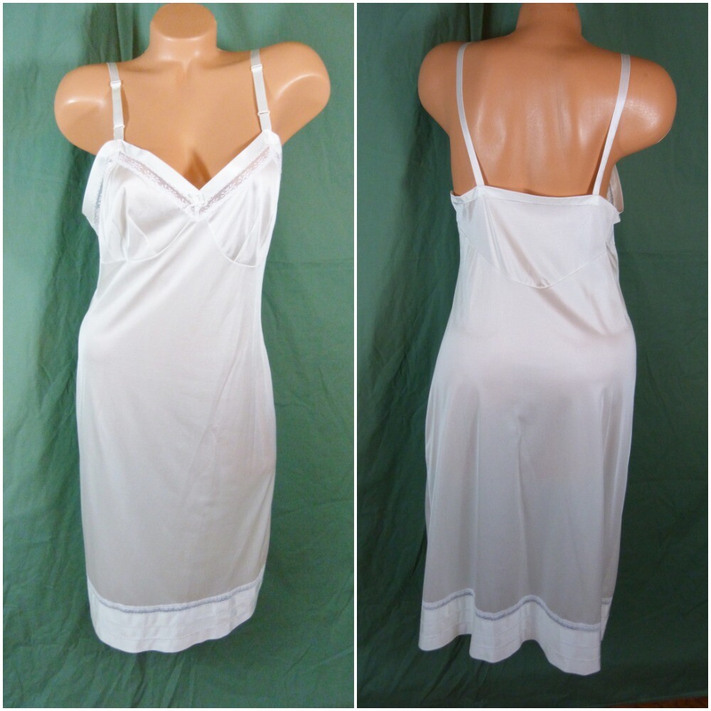 Vanity Fair Lorraine Full Bra Slip 34 TT 36 L 38 40 Satin Lace Slip