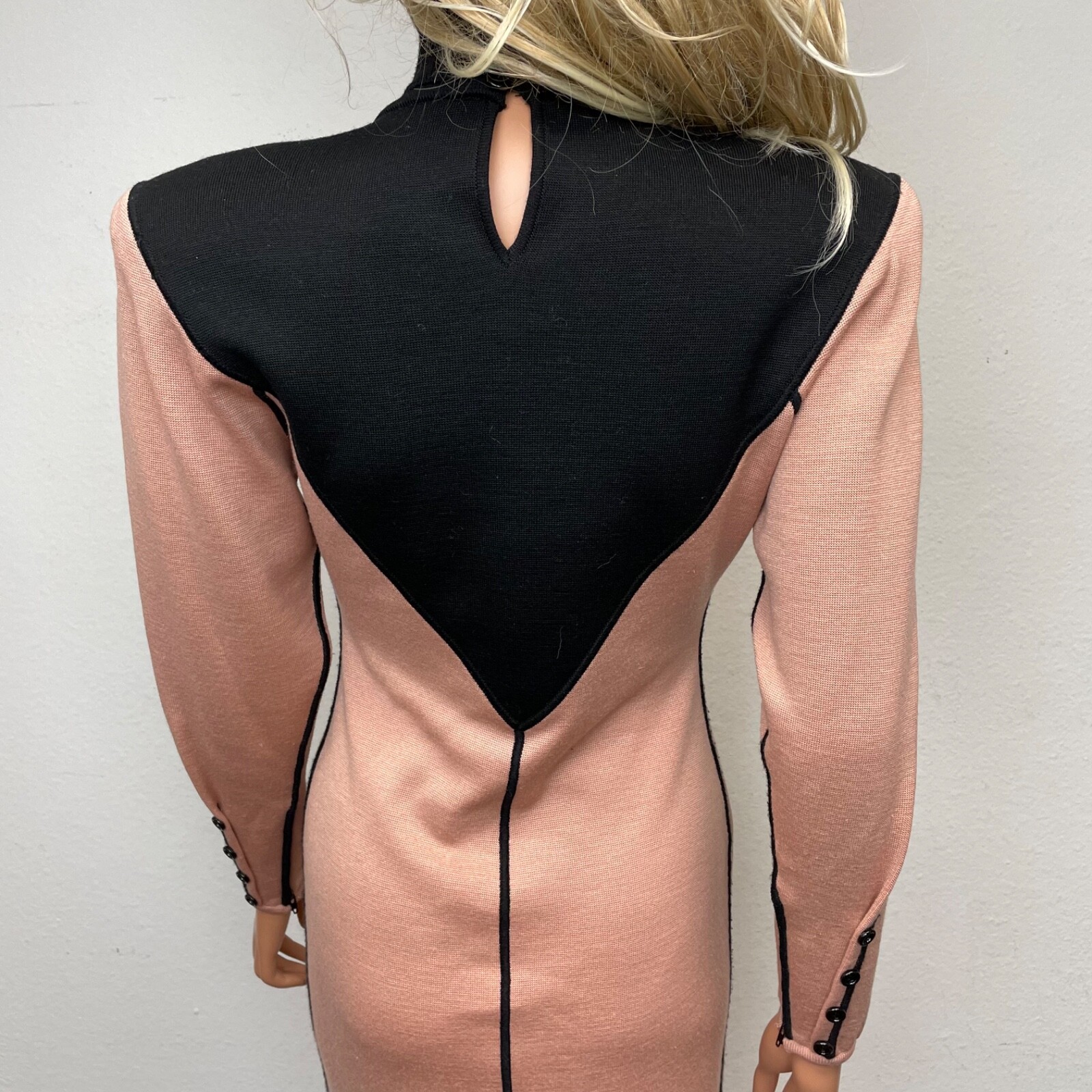 Rare Vintage 80&rsquo;s Emanuel Ungaro Pink Black Color Block Fitted Dress Size 4