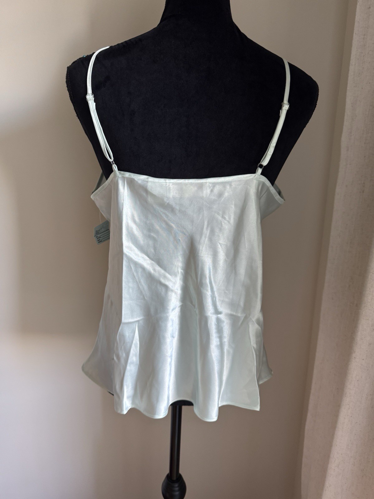 Vintage Delicates Satin Intimate Lingerie Top Camisole L Sage Adjustable Straps