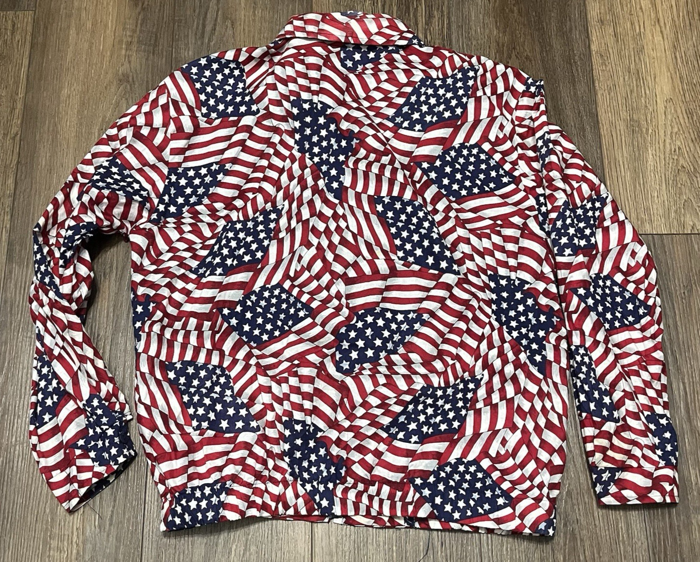 VTG Paradise Bay American Flag Jacket Adult M USA Made Patriotic Stars Stripes
