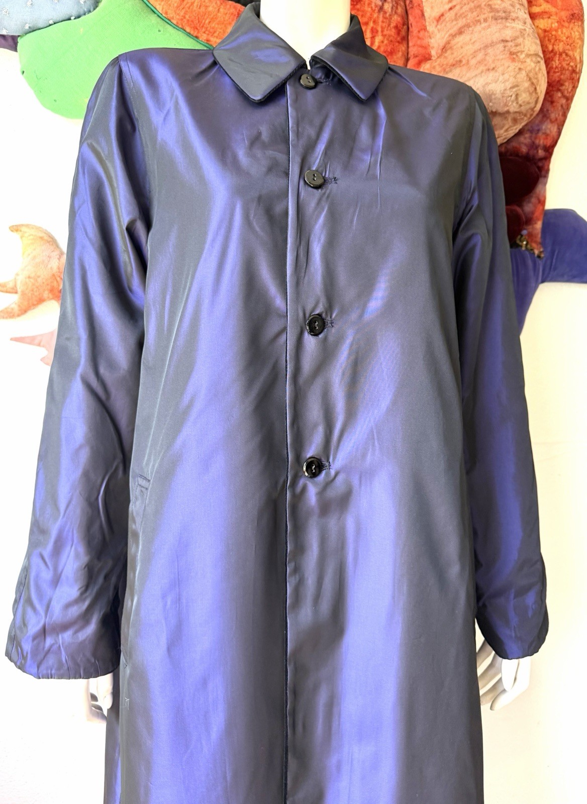 Vintage BLACK VELVET REVERSIBLE Drizzle Coat Purple Saks Fifth Ave Long Opera 10