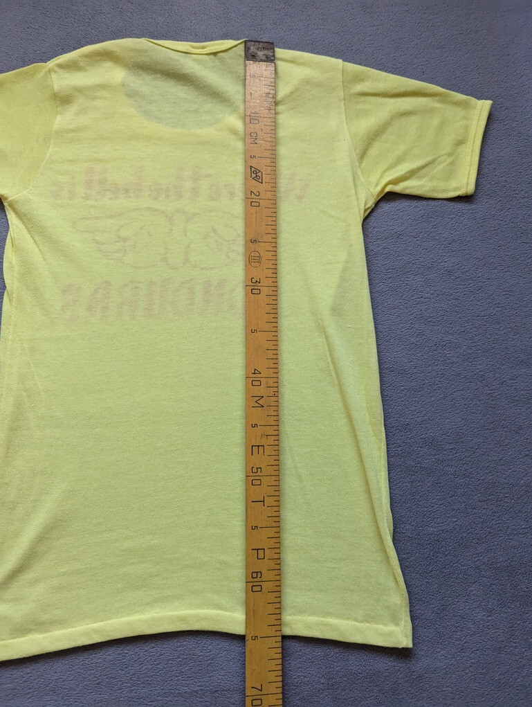 Lancer Vintage 70s 80s where the hell is Honduras yellow shirt womens size 36
