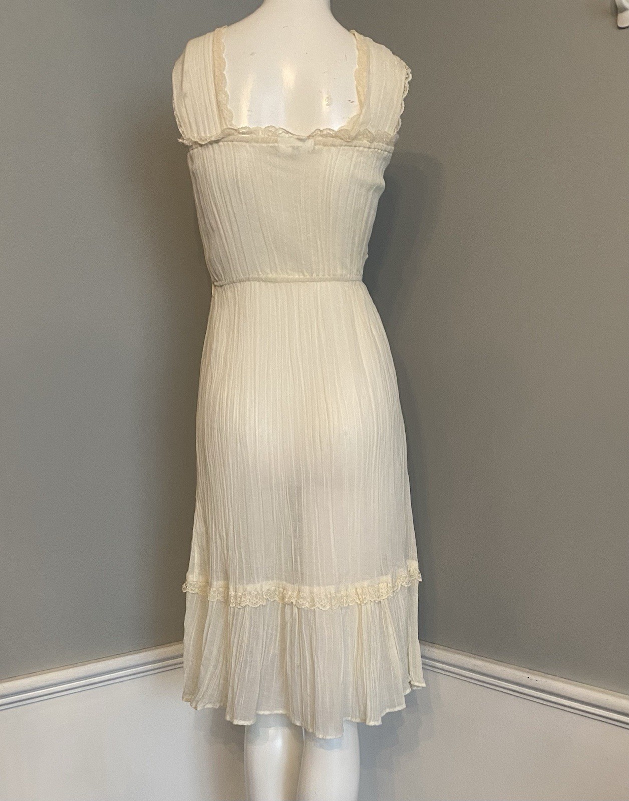 Vintage 1970s Semi Sheer Chiffon Prairie Boho Hippie Sundress California NWOT
