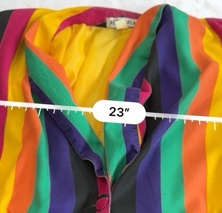 Vintage 80s Alex Tala Striped Rainbow Colourway Blazer Coat Size XL
