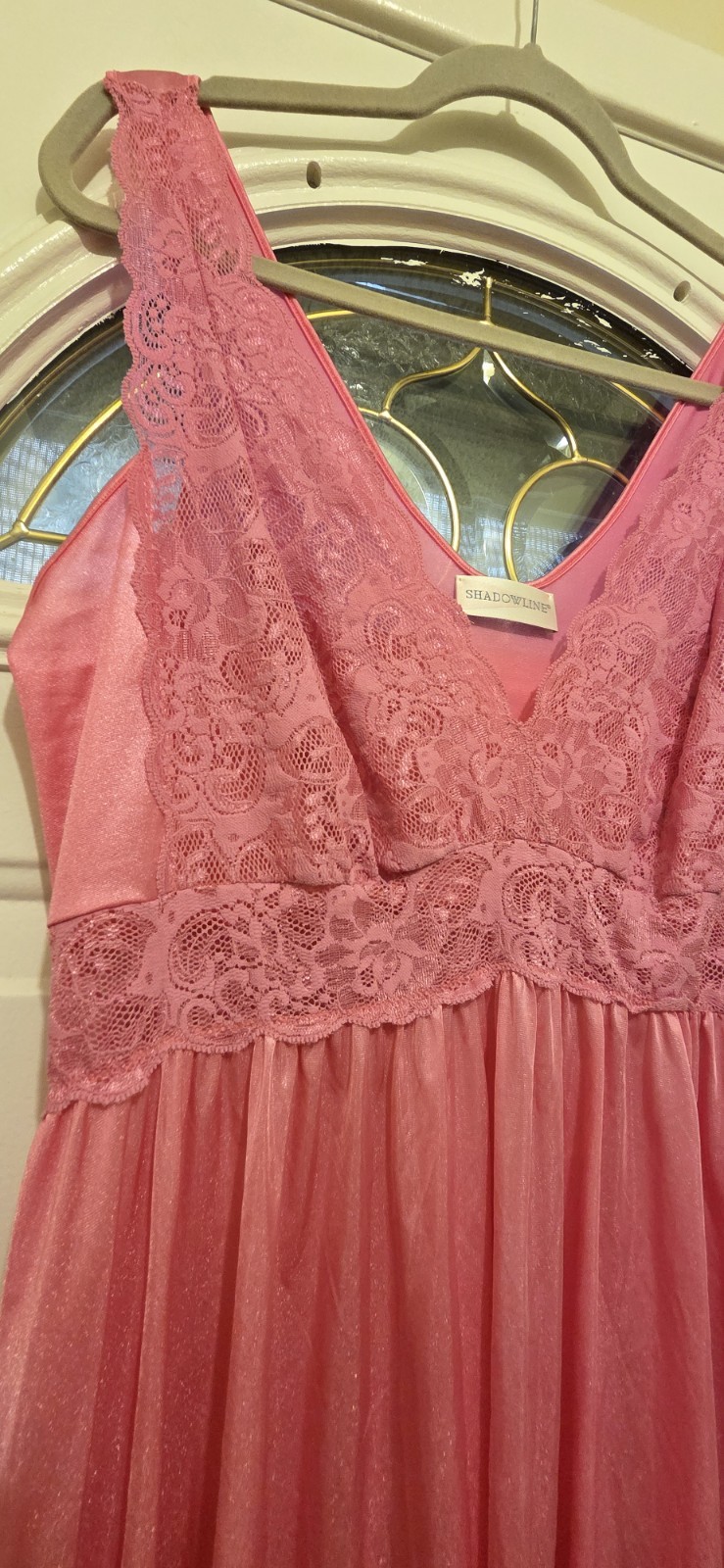 VTG Shadowline Peignoir Robe & Nightgown Silky Soft Nylon Pink Size 1X USA