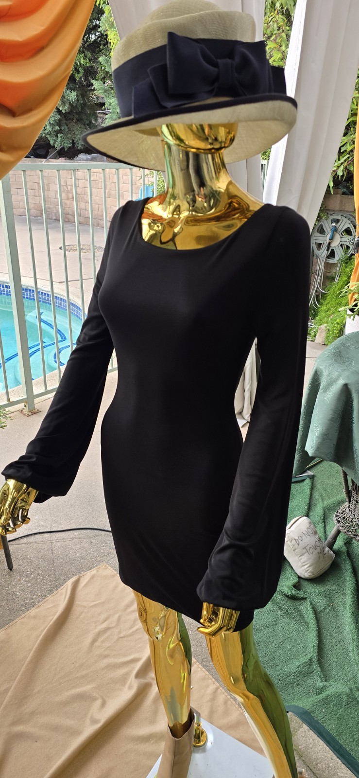 European made LYCRA high Quality Dress,open Back With Chains,1990 VINTAGE