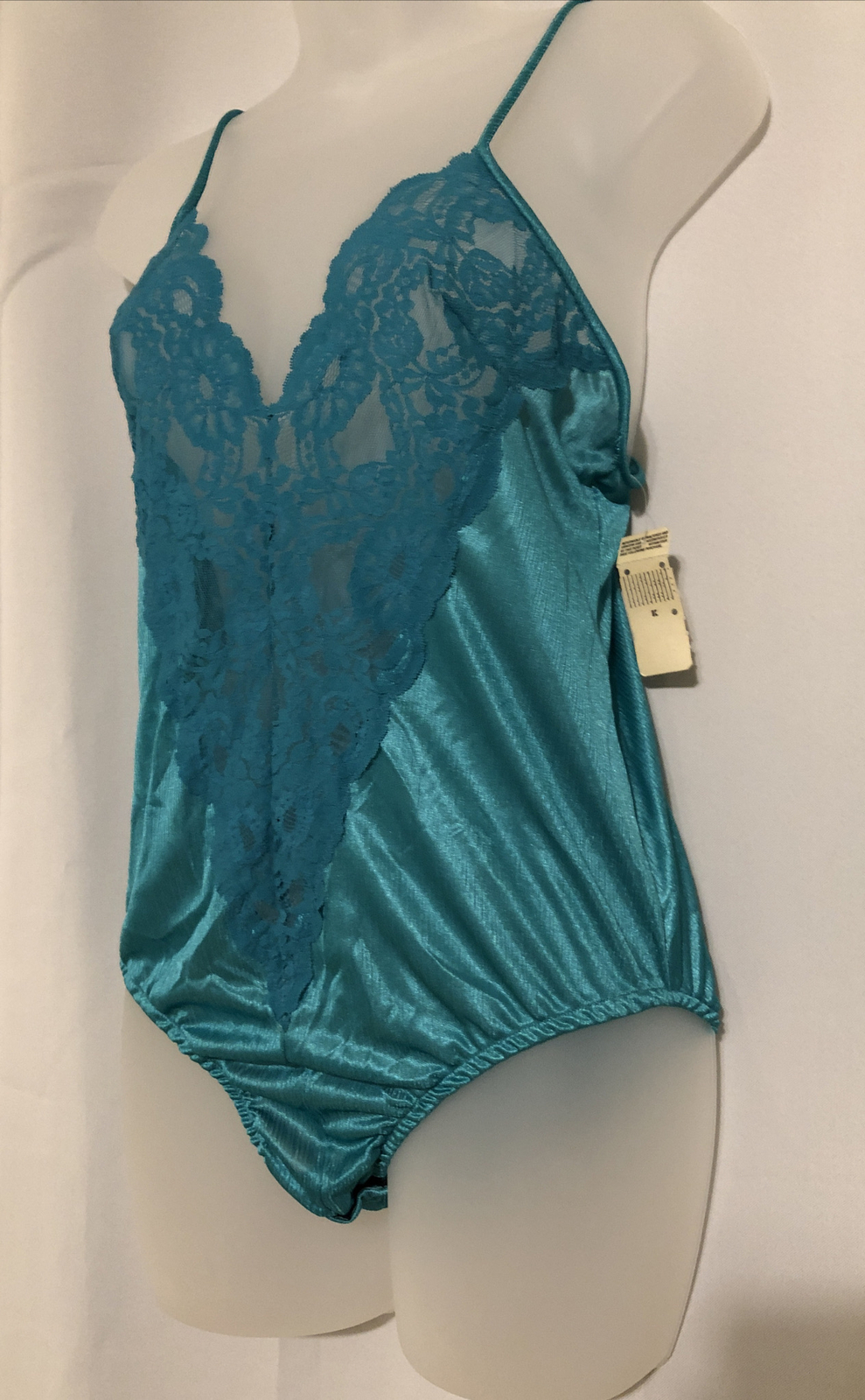 Vintage True Stain Emerald Green Lace Bodysuit Size M Retro Bodysuit swimsuit