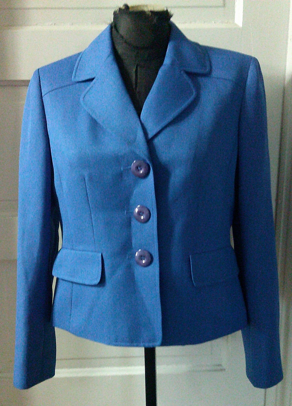 90&rsquo;s EVAN PICONE Royal Blue Lined Structured Suit Jacket Blazer 8P