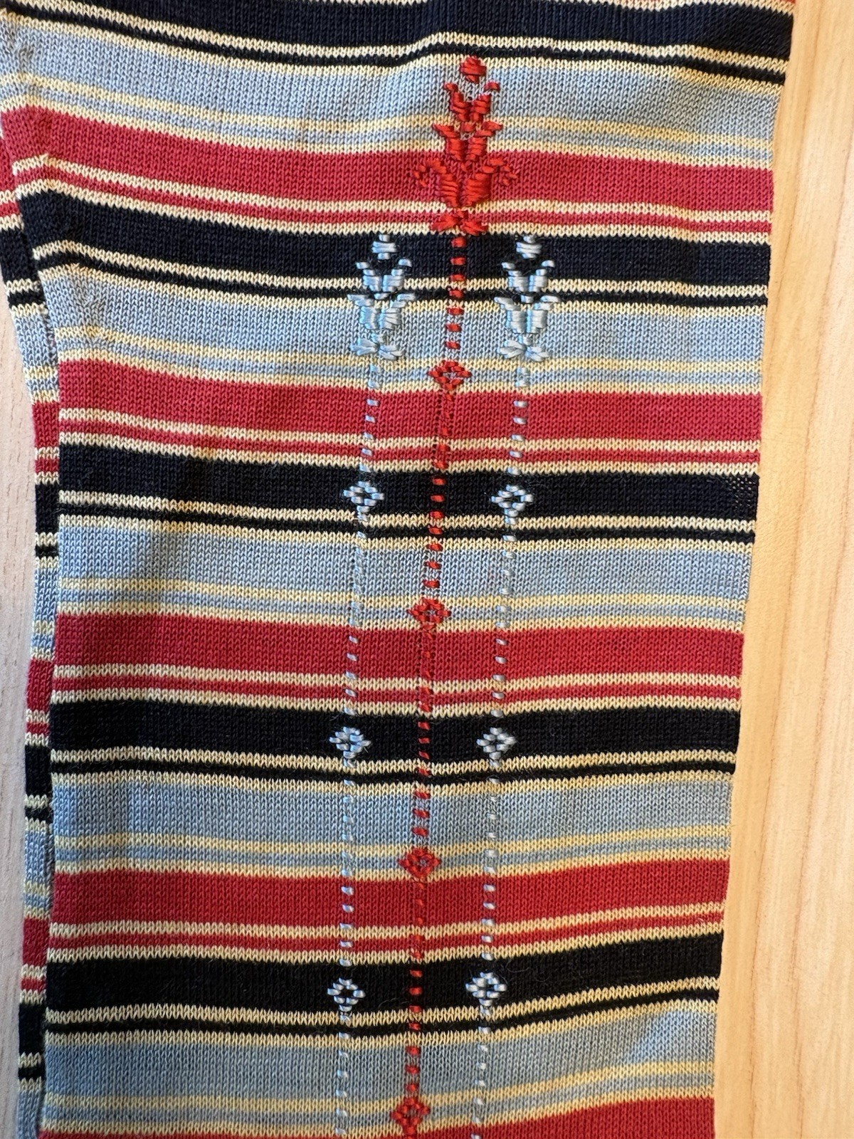 NOS C 1900 – 20s Edwardian Colorful Stripe Embroidered Stockings Flapper