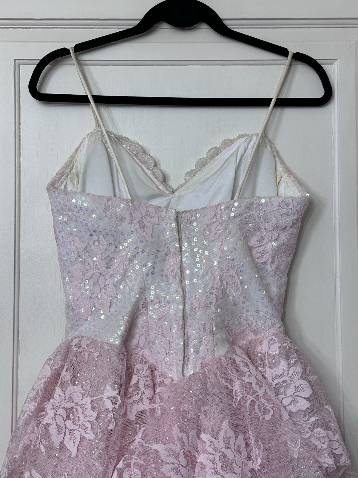 Vintage 1980’s Loralie Original Fairy Glam Rock Party Dress Lace Sequin Tiered