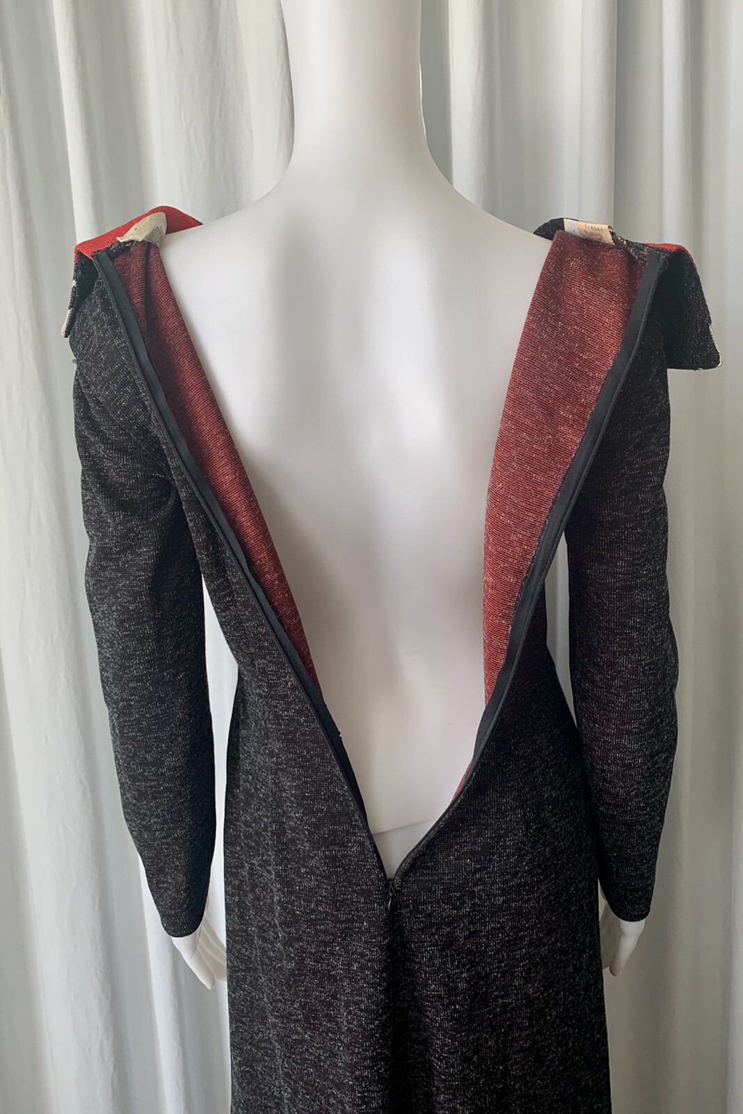 Vintage 60s Alfred Werber polyester Double knit maxi dress with Shawl Collar S/M