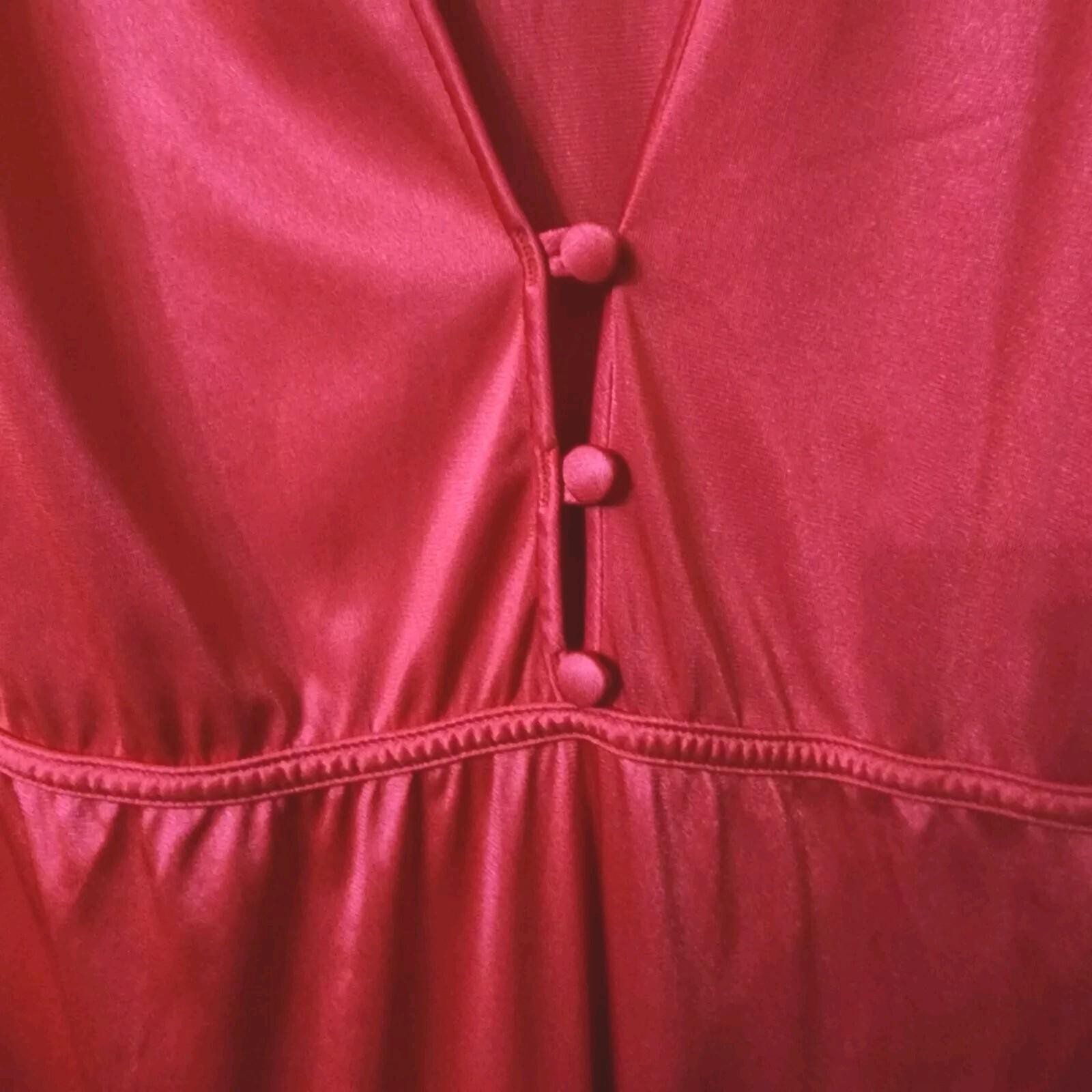 VTG Vassarette Nightgown Large Red Full-Length Lingerie Nylon Empire Waist READ