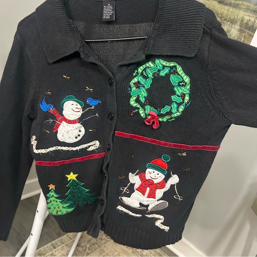 Vintage reference point Christmas cardigan *NATURAL FIBERS!*