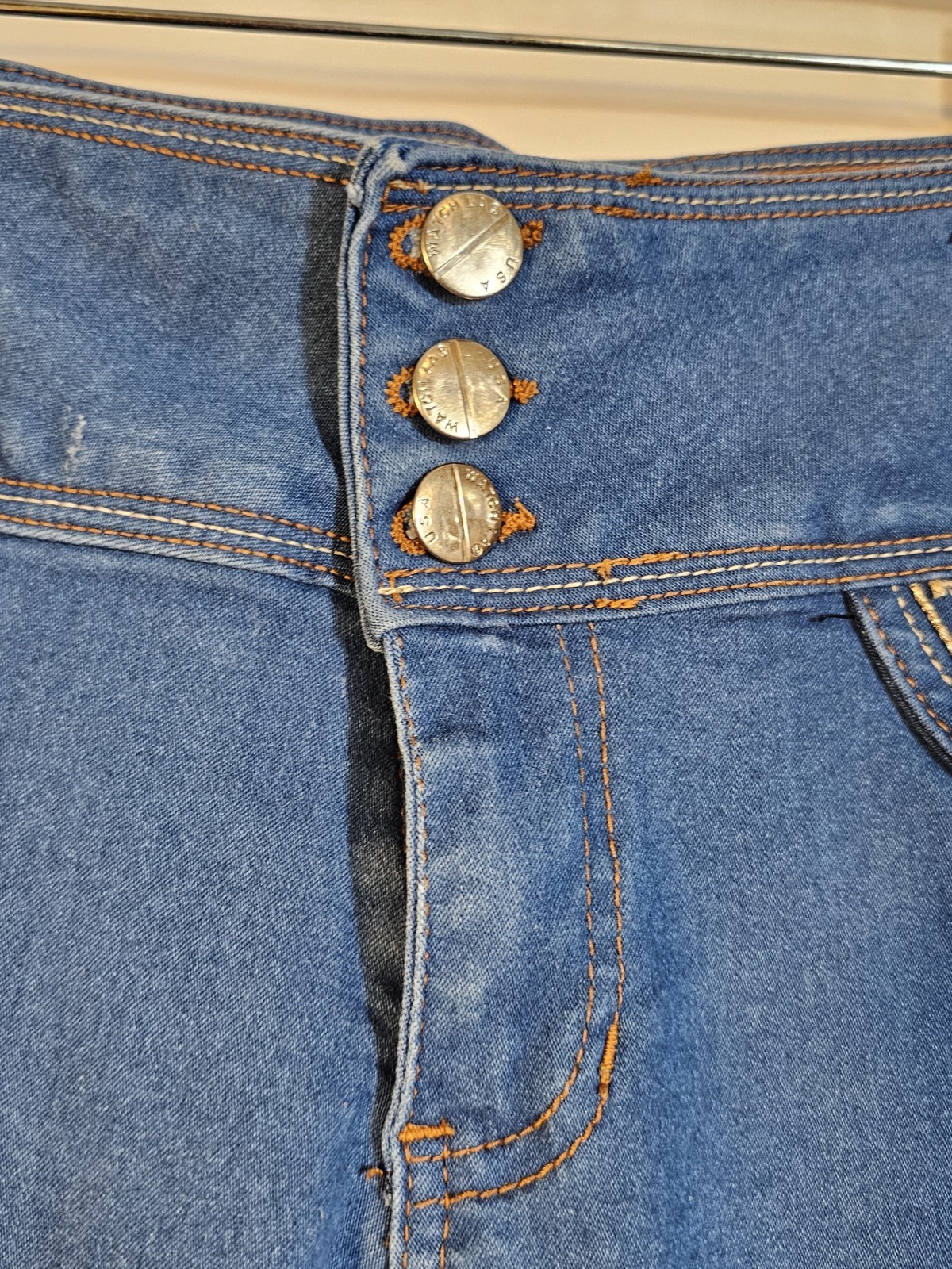 VTG 80s WATCH LA Medium Wash High Waist Denim Jeans Slim Skinny Leg 33 × 31
