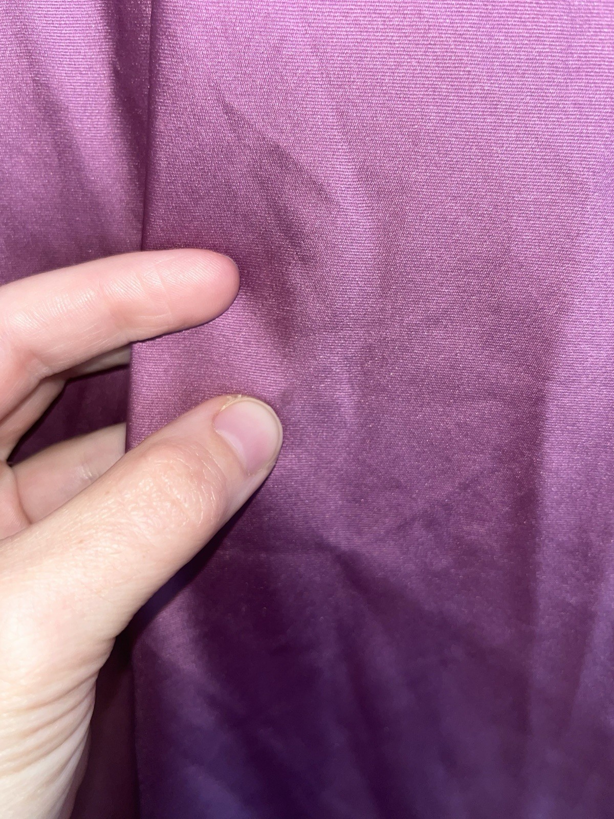 Vtg Miss Elaine Purple Satin Maxi Nightgown Large V Neck Flutter Sleeves