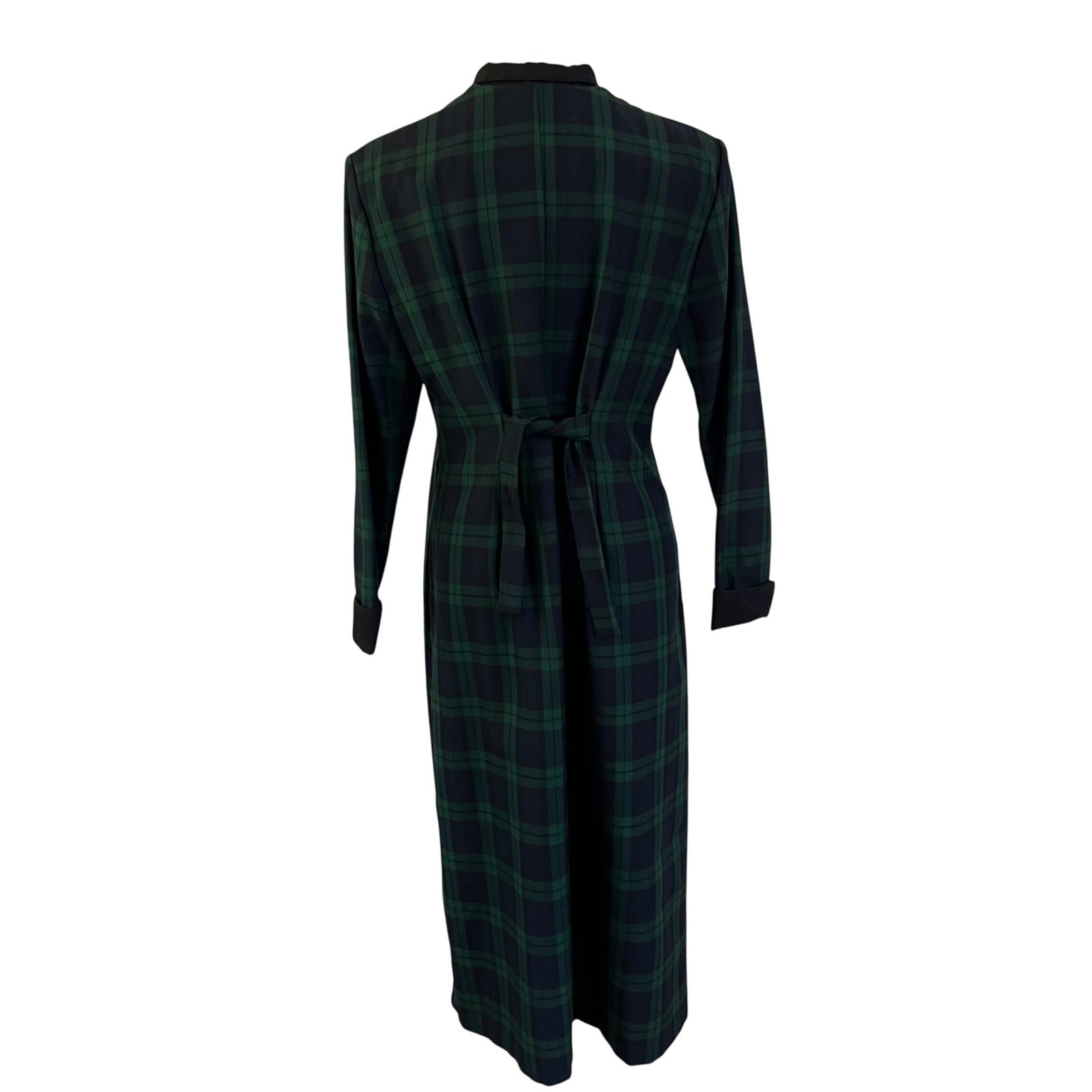 Vintage Appleseed&rsquo;s Blackwatch Plaid Maxi Dress Tartan Button Front Size 10P