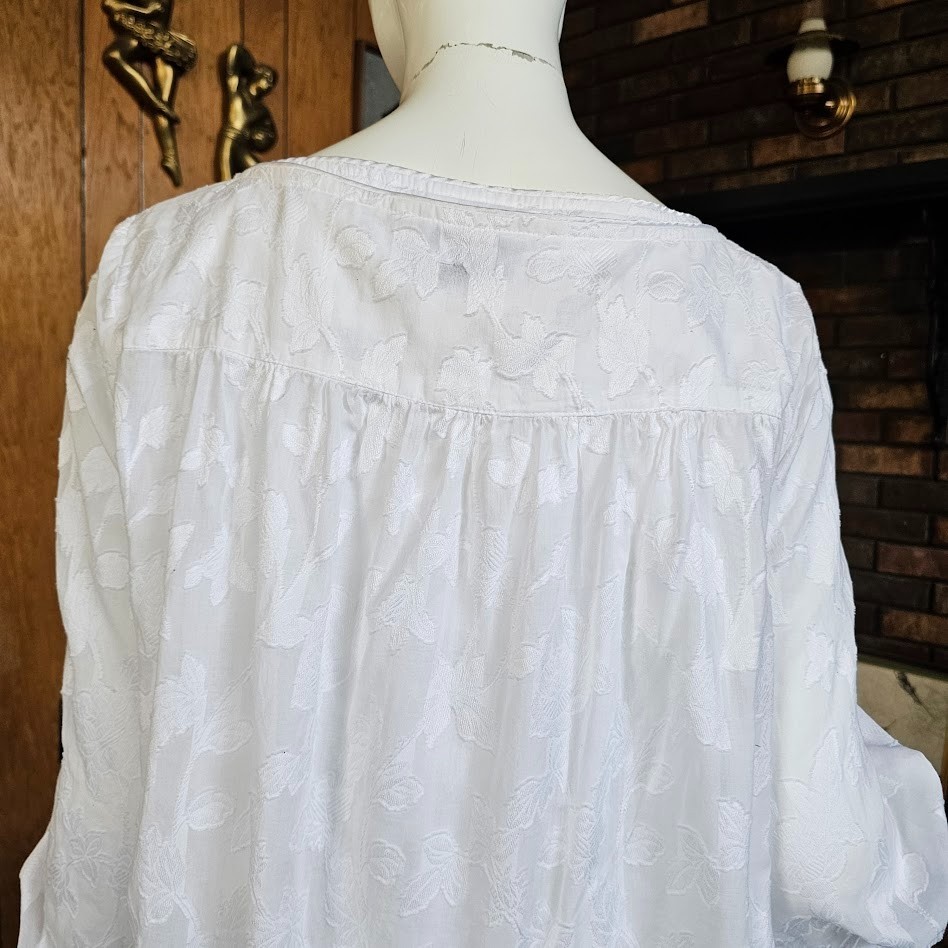 Vintage 90s White Lawn Cotton Queen Annes lace Peignoir Babydoll w/ Robe M/L/XL