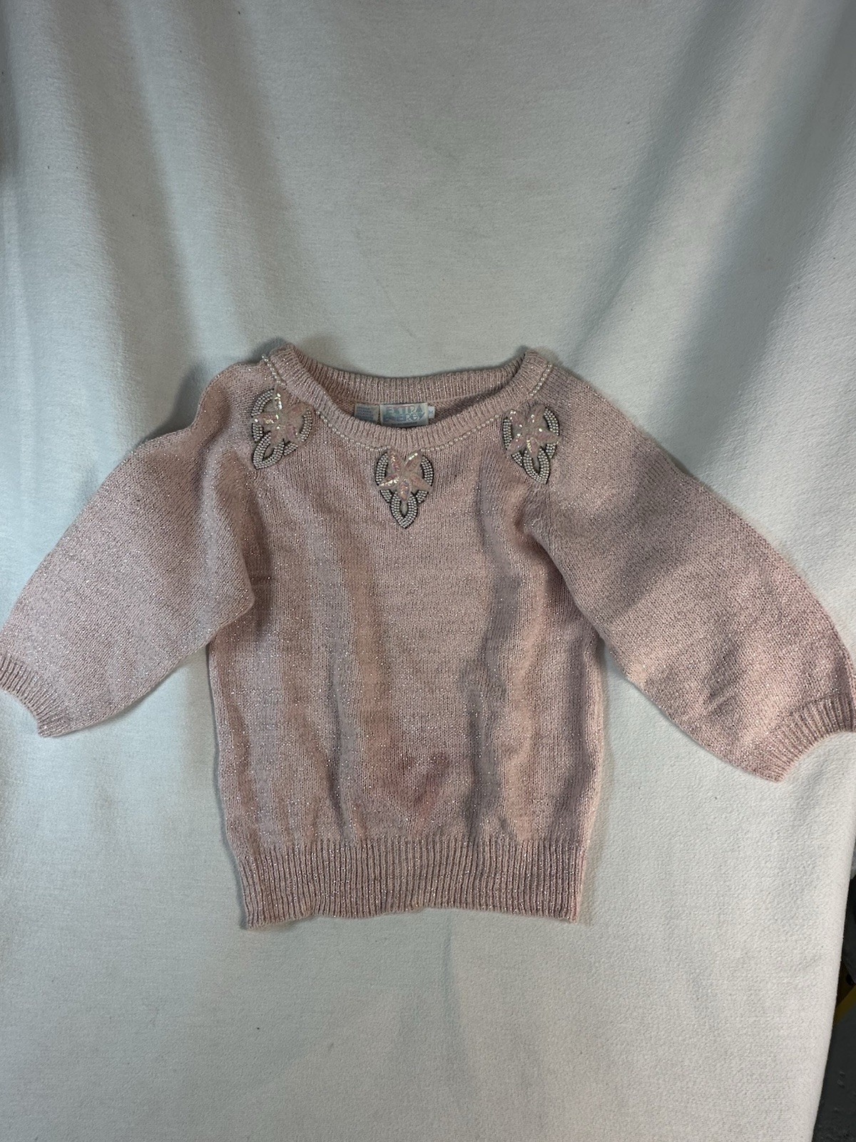 VTG 80s Silk Angora Sweater Pink Sparkle M Grannycore ExtraEnergy De Rotchild