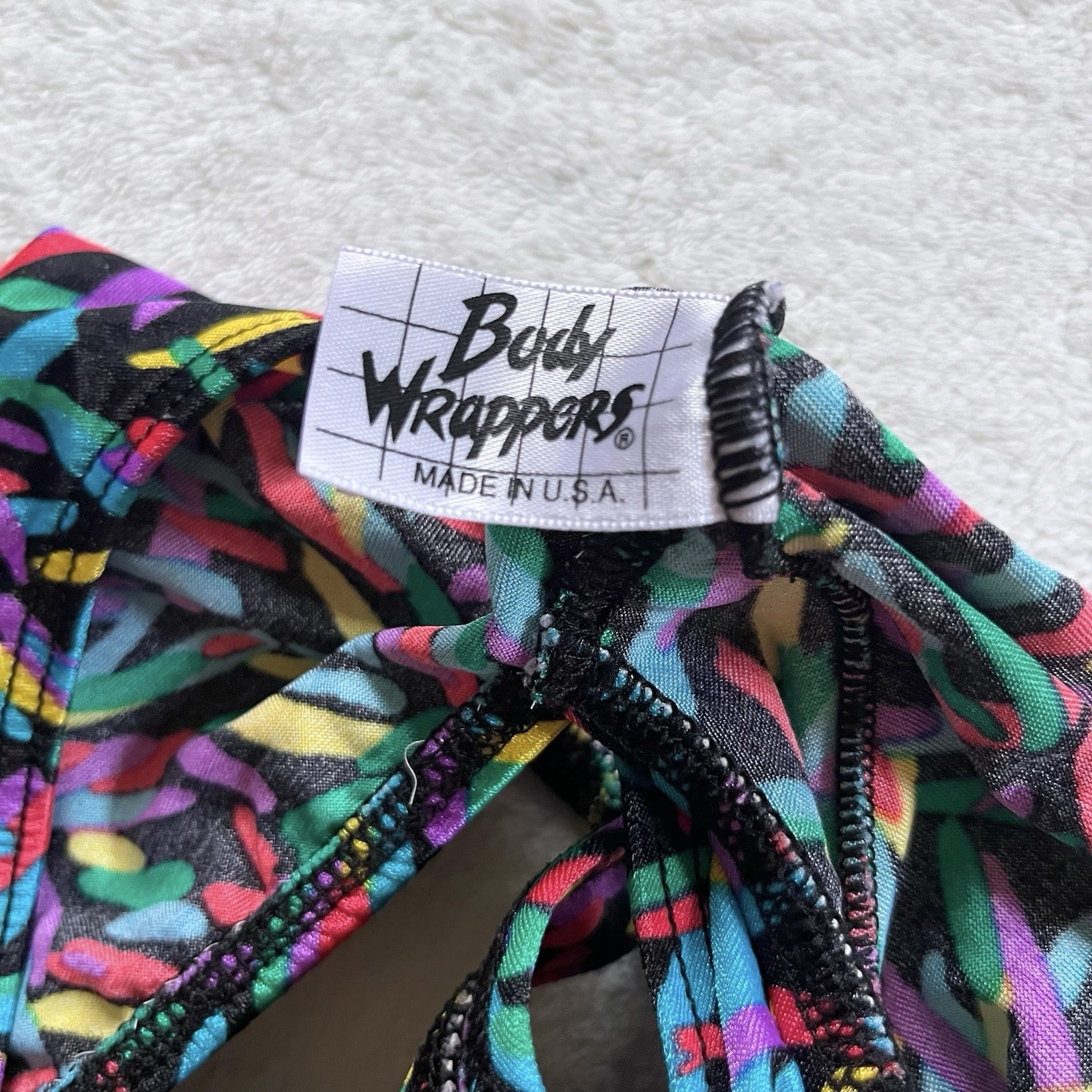 90s Vintage Multicolor High Cut One Piece Swimsuit Large