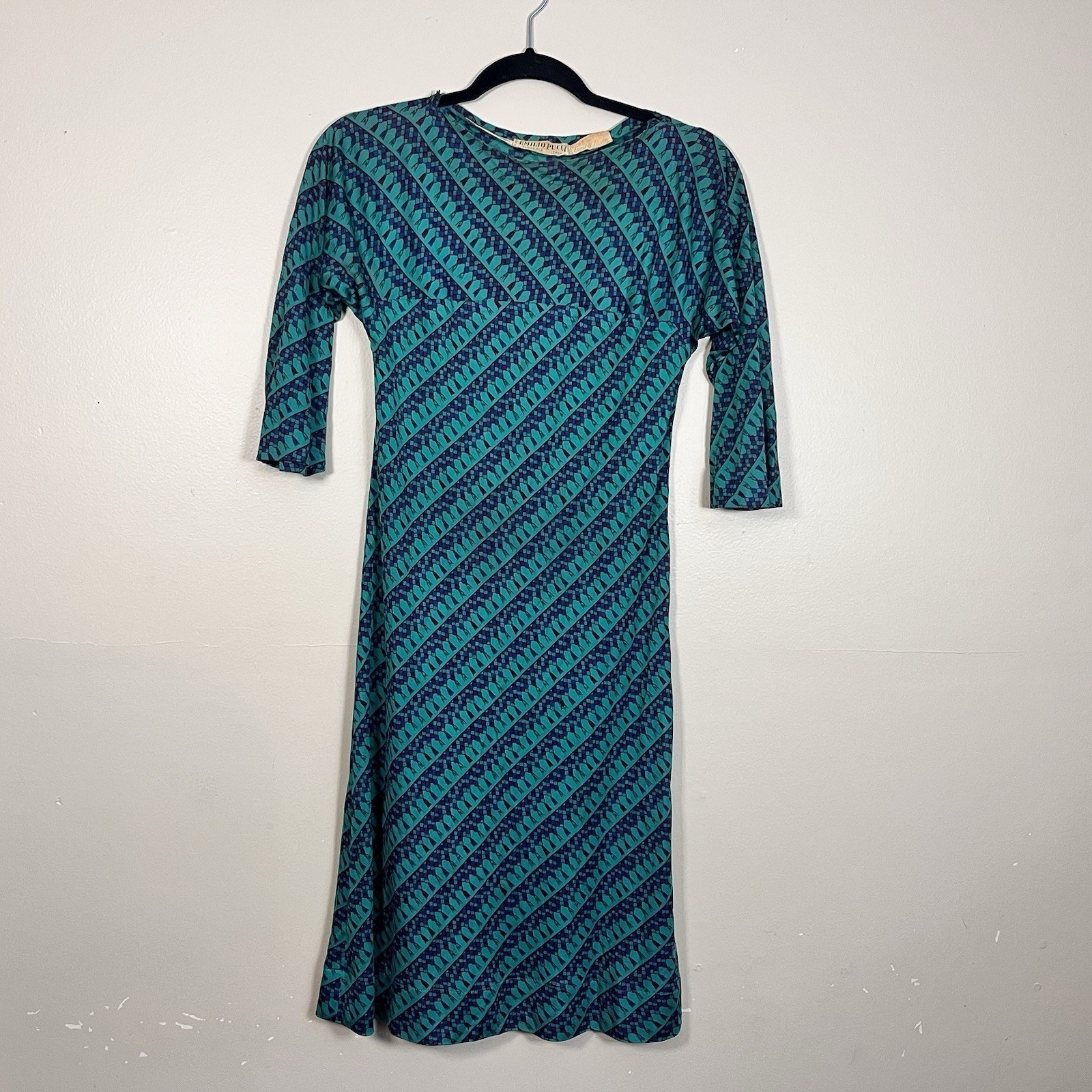 Vintage 1960s Emilio Pucci Women&rsquo;s 8 XS Silk Shift Dress Geometric Print Italy