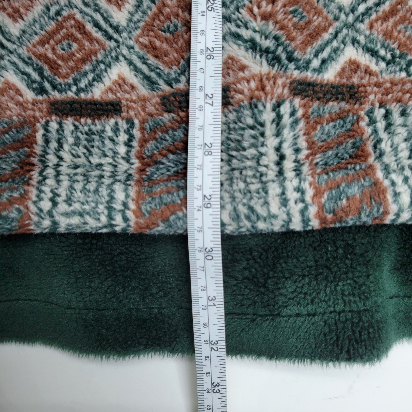 DENALI Fleece Jacket Full Zip Green Geometric Mountain Trees Nature Size Large