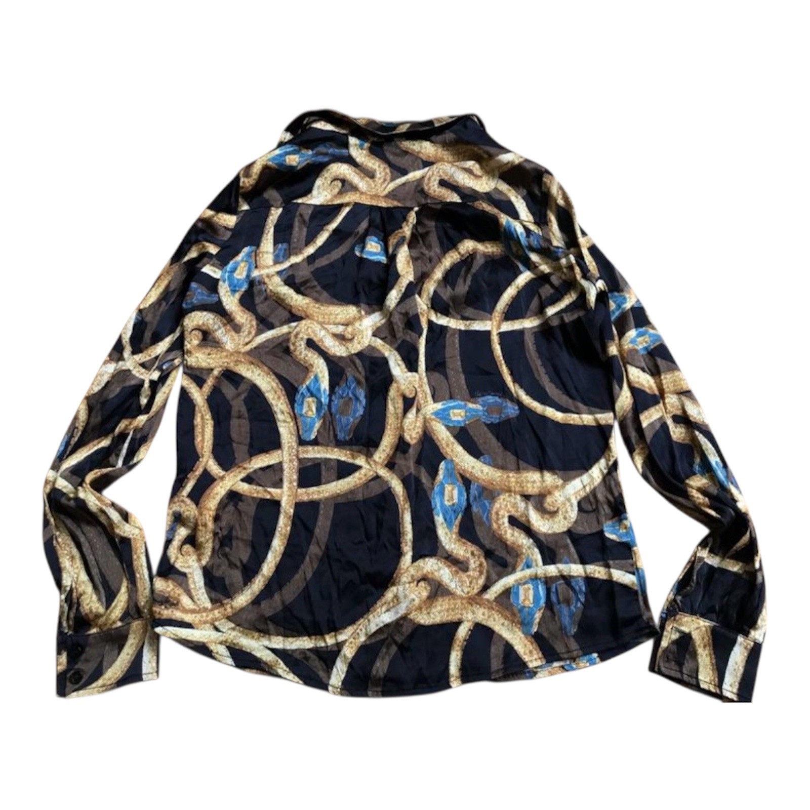 Vintage Roberto Cavalli Class silk Snake Chain Print Blouse Shirt Size S IT 40