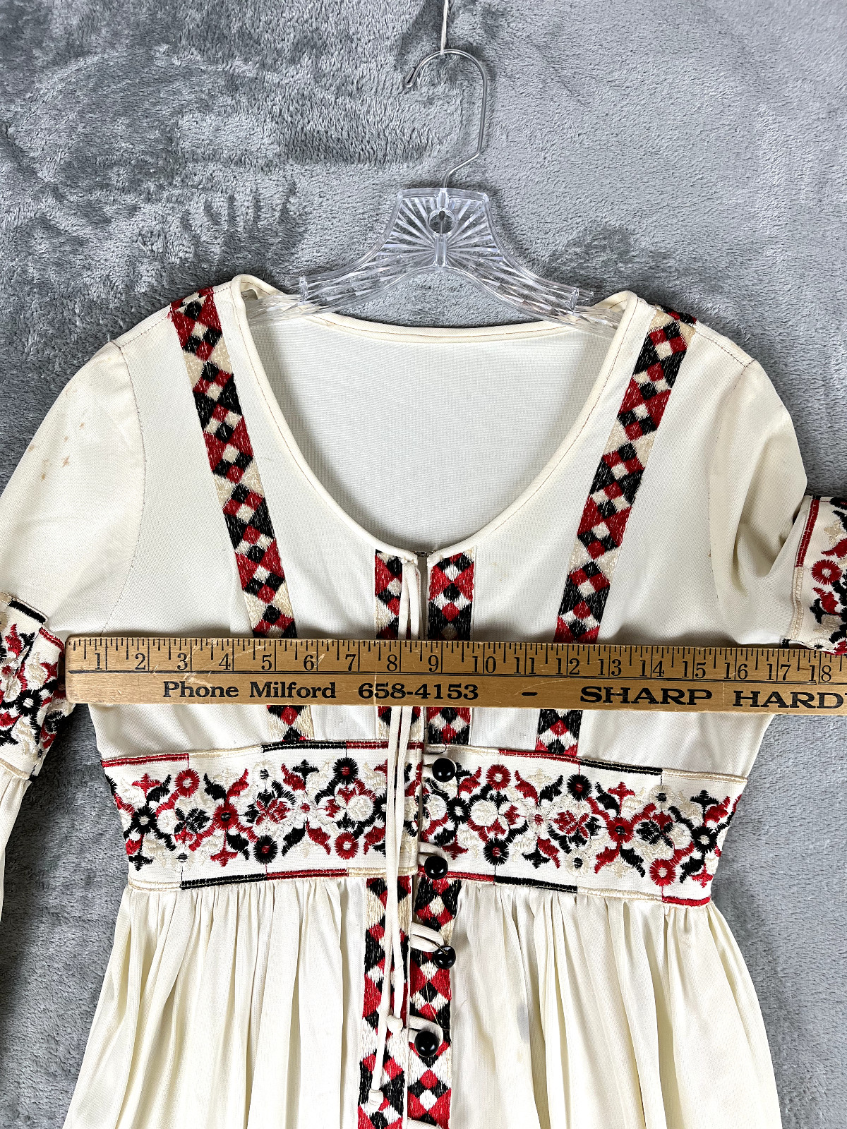 Rare Vintage Beverly Paige 60s 70s Bohemian Maxi Dress Tag 10 Peasant Groovy