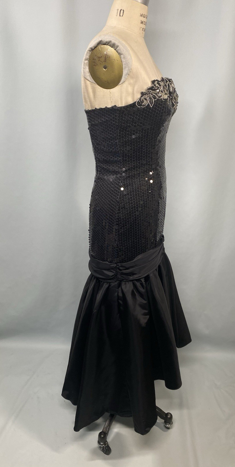 Vintage Dress SIZE EXTRA SMALL black sequin beaded NADINE sheath mermaid 80s 90s