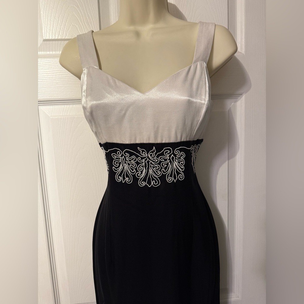 Gunne Sax Jessica McClintock Vintage Black & White Maxi Dress Sz 9/10