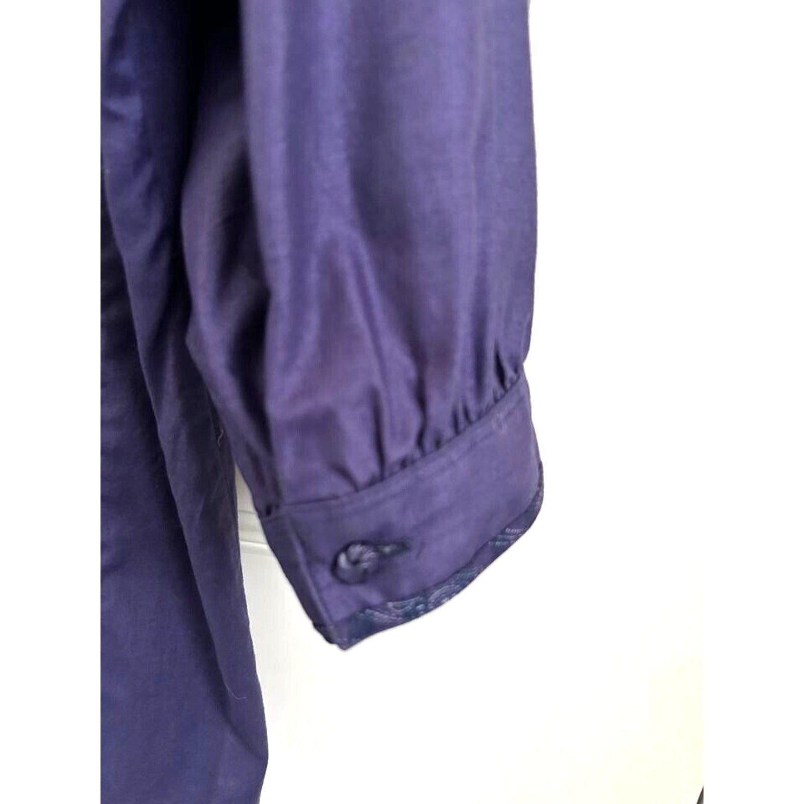 Geiger Tyrol Austria Cotton Pintuck Blouse Womens 40 Purple Button Down Vintage