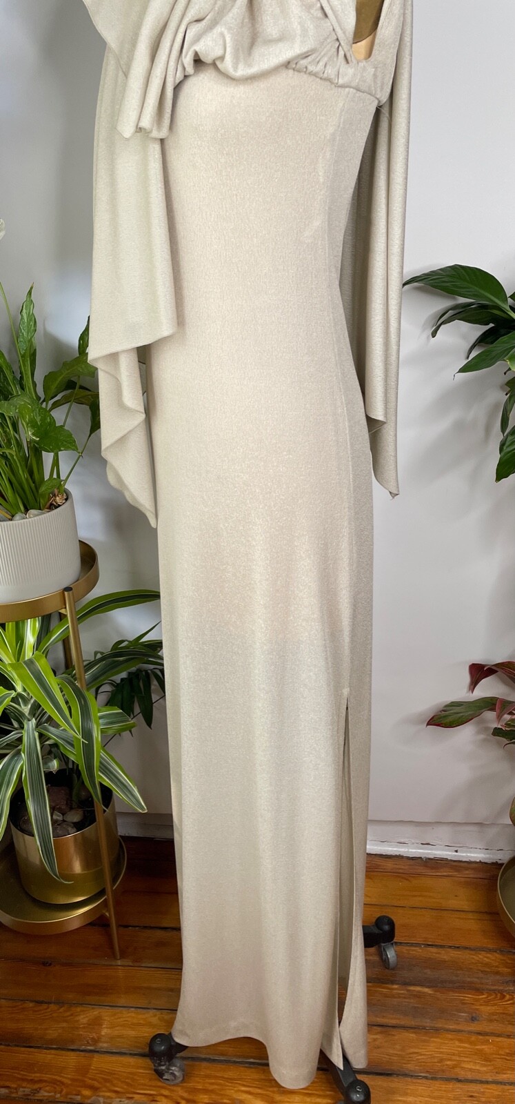 VTG 70&rsquo;S RUFFINWEAR CLOVIS RUFFIN DISCO GODDESS FLOWY TUNIC MAXI DRESS*6 XS