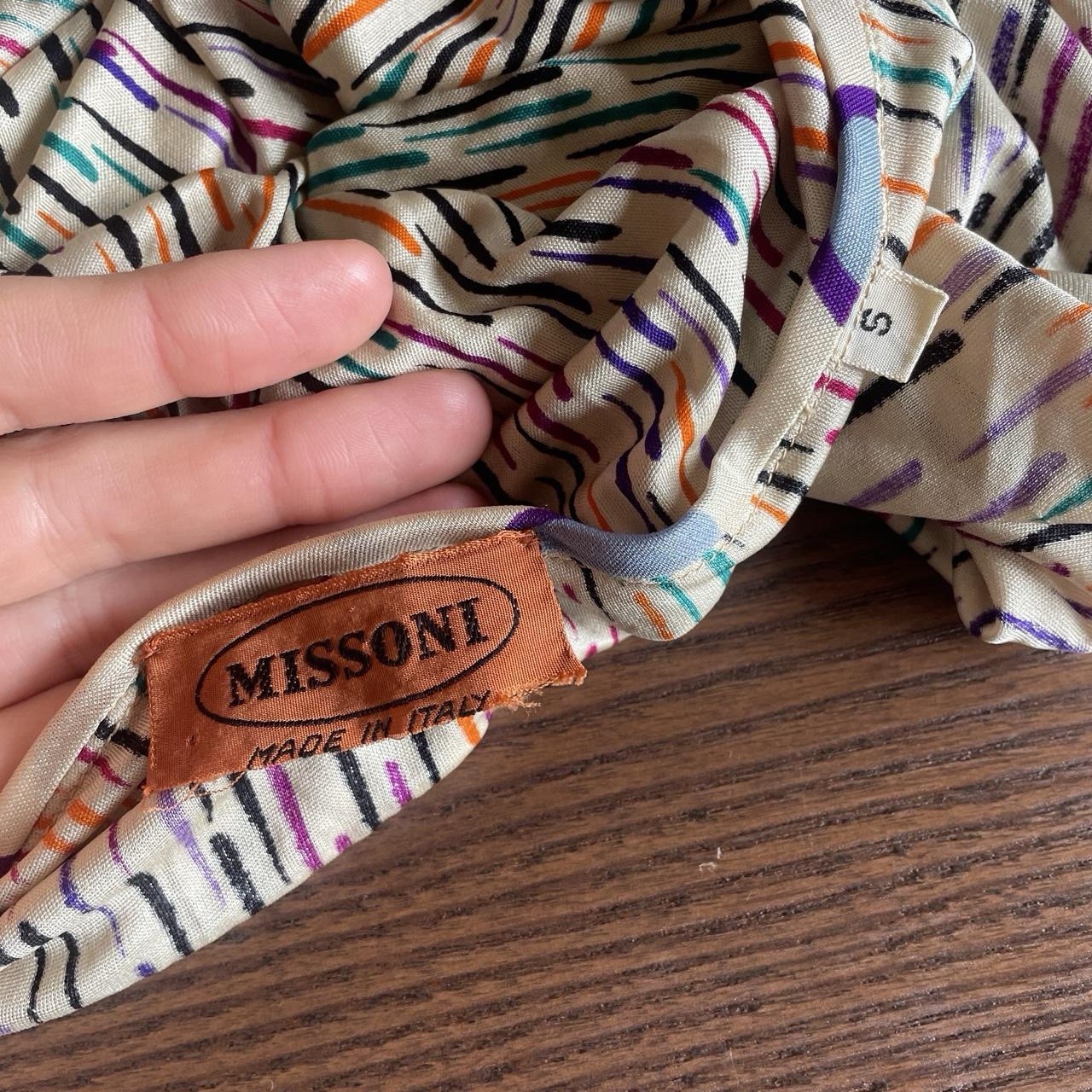 Vintage 70s Missoni multicoloured silk printed drop waist midi dress S M