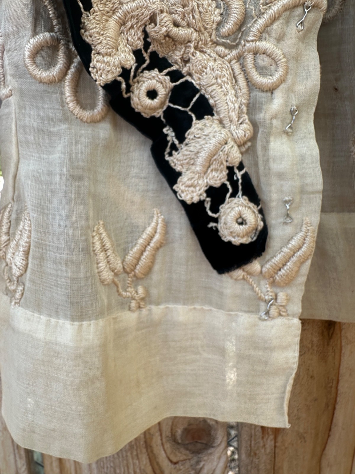 Edwardian Hand Made Irish Crochet Lace and Velvet Blouse Bodice Rare Antique