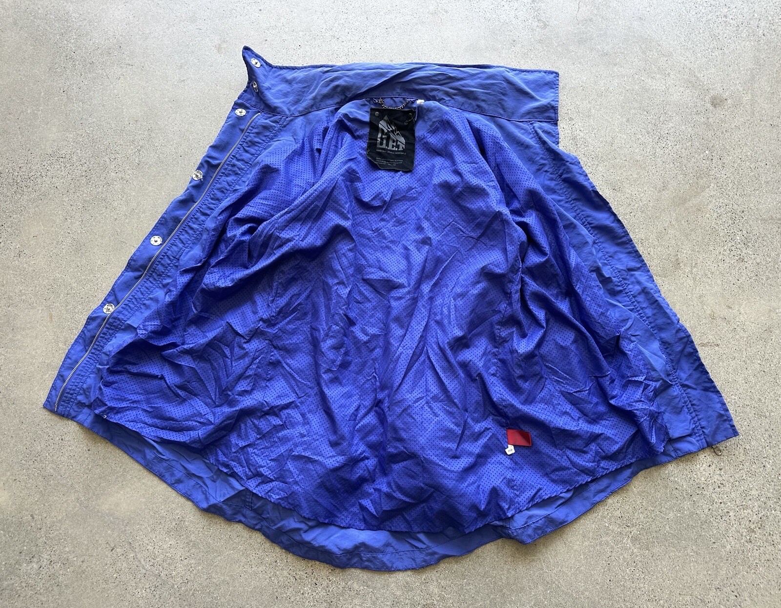 Vintage G.E.T Equipment General Technique Blue Nylon Blend Hidden Hood Jacket