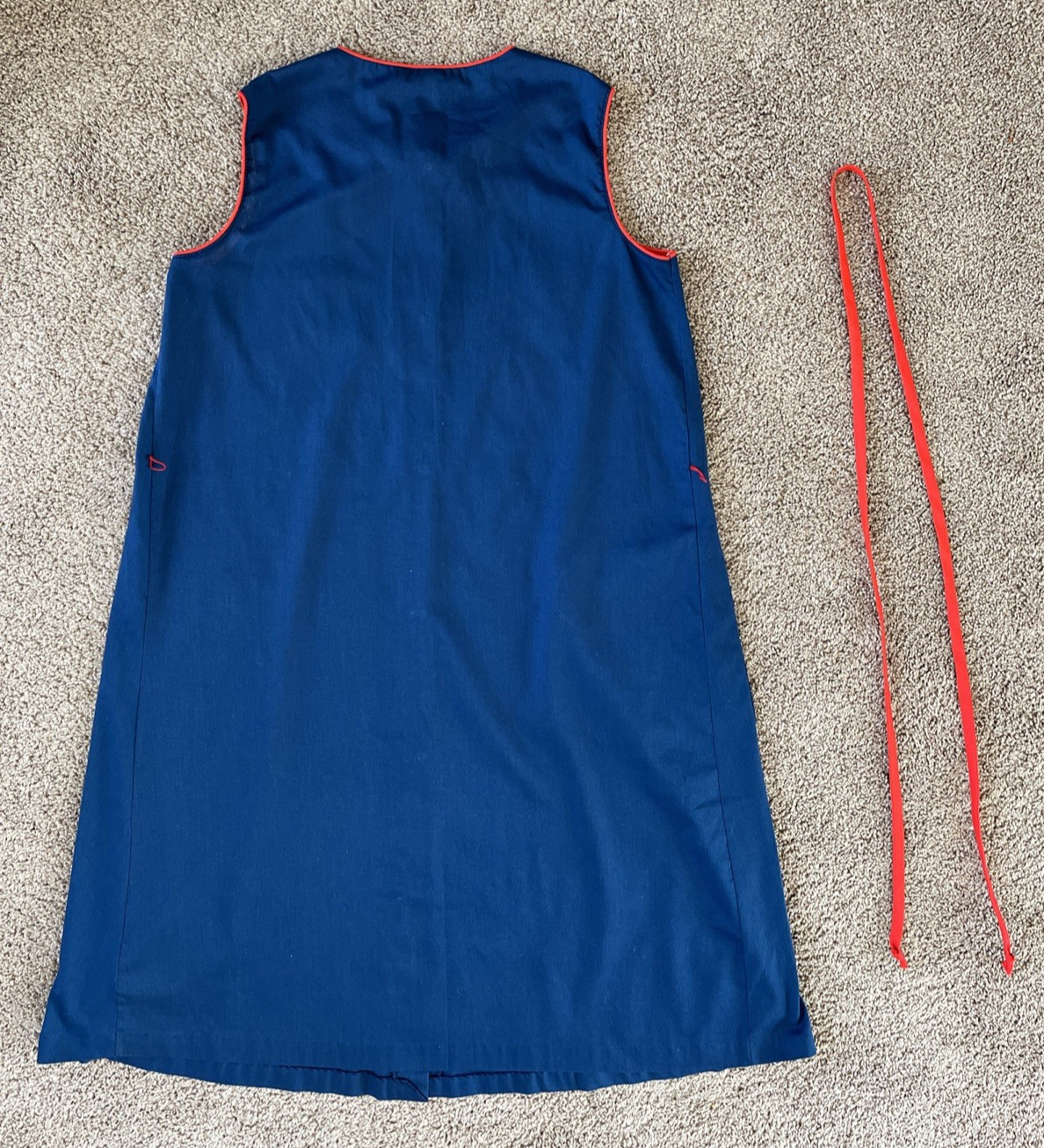 Vintage Smart Time Snap Front Blue Patio House Dress W/Belt-Size Medium
