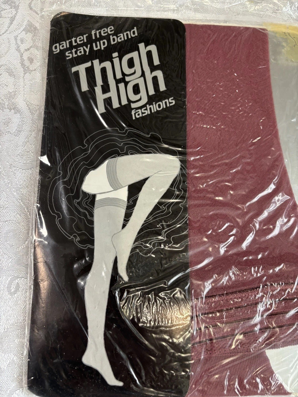 Vtg Arrowood Mills Thigh High Nylon Stockings Lot of 2: Wine, Tan USA Sz Average