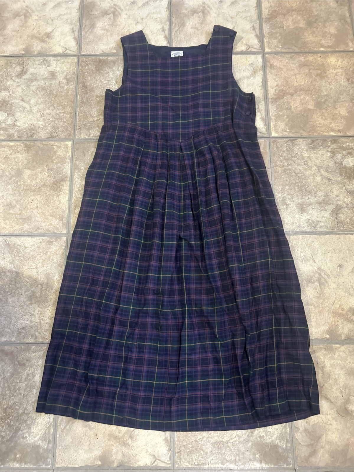 Vintage 80&rsquo;s Plaid Laura Ashley Pinafore Jumper Dress Size 12 US/ 14 UK Mom