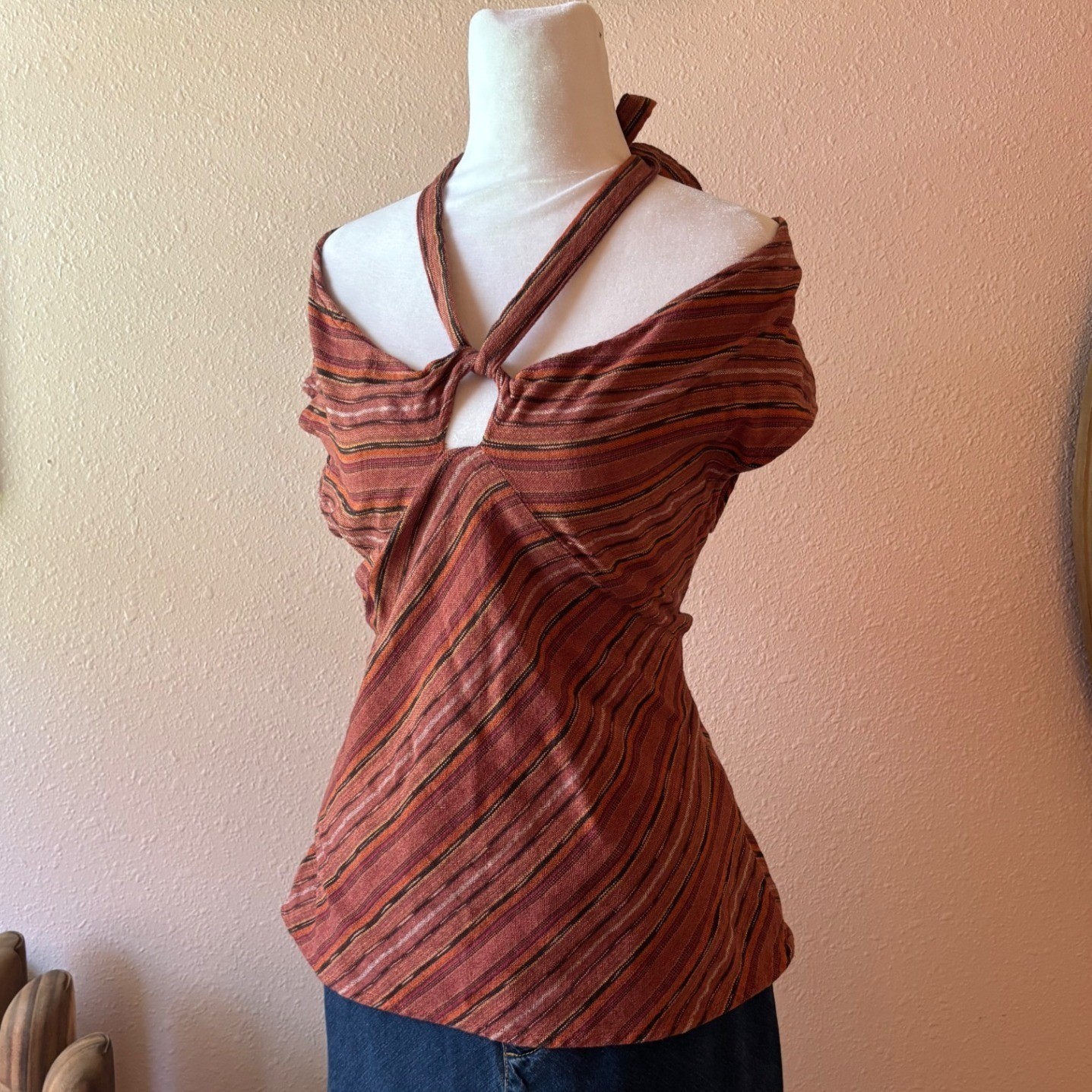 Y2K 2000s Boho Halter Blouse