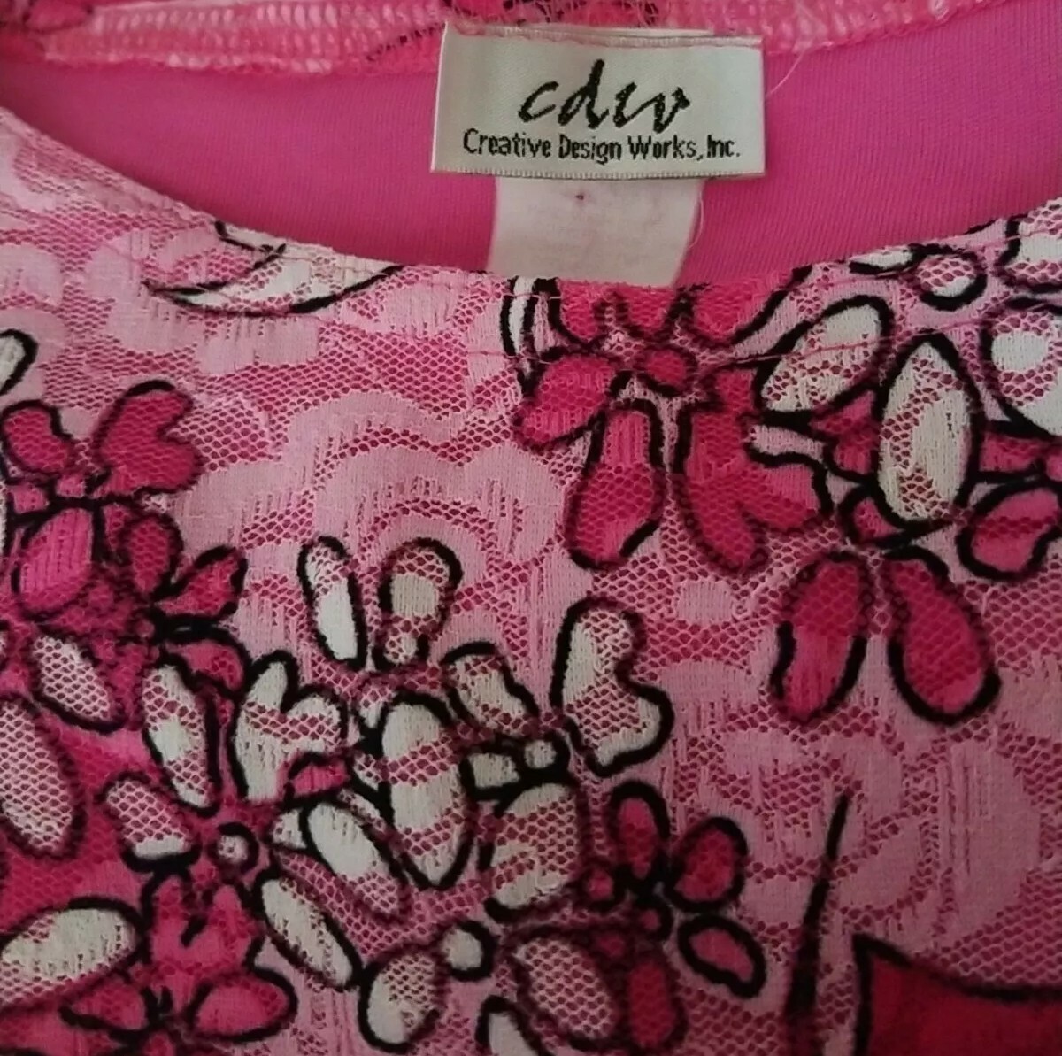CDW Creative Design Works Vintage Sleeveless Blouse Pink Lace Floral Size Medium