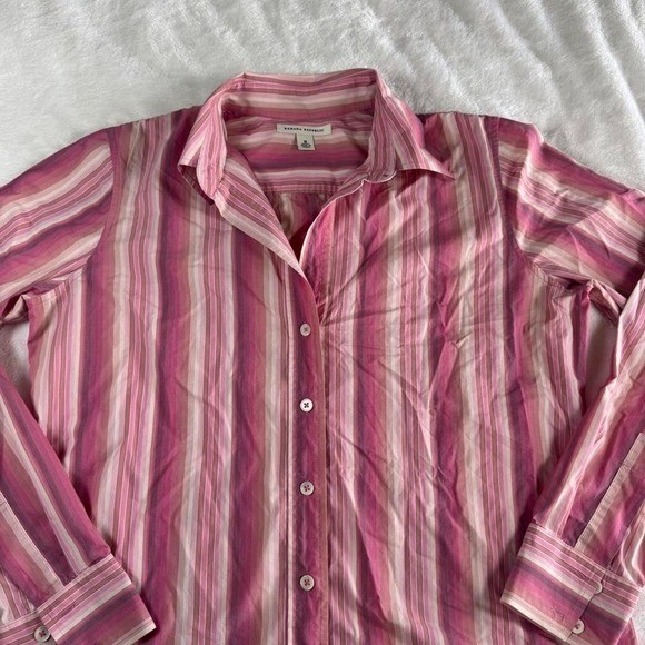 Banana Republic pink striped button up long sleeve office siren y2k vintage