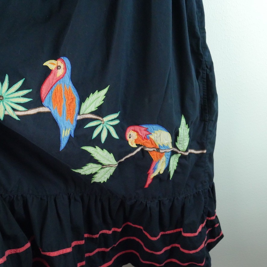 Vintage Housedress Parrot Birds Tropical Cotton Kaftan MuuMuu Boho Novelty Large