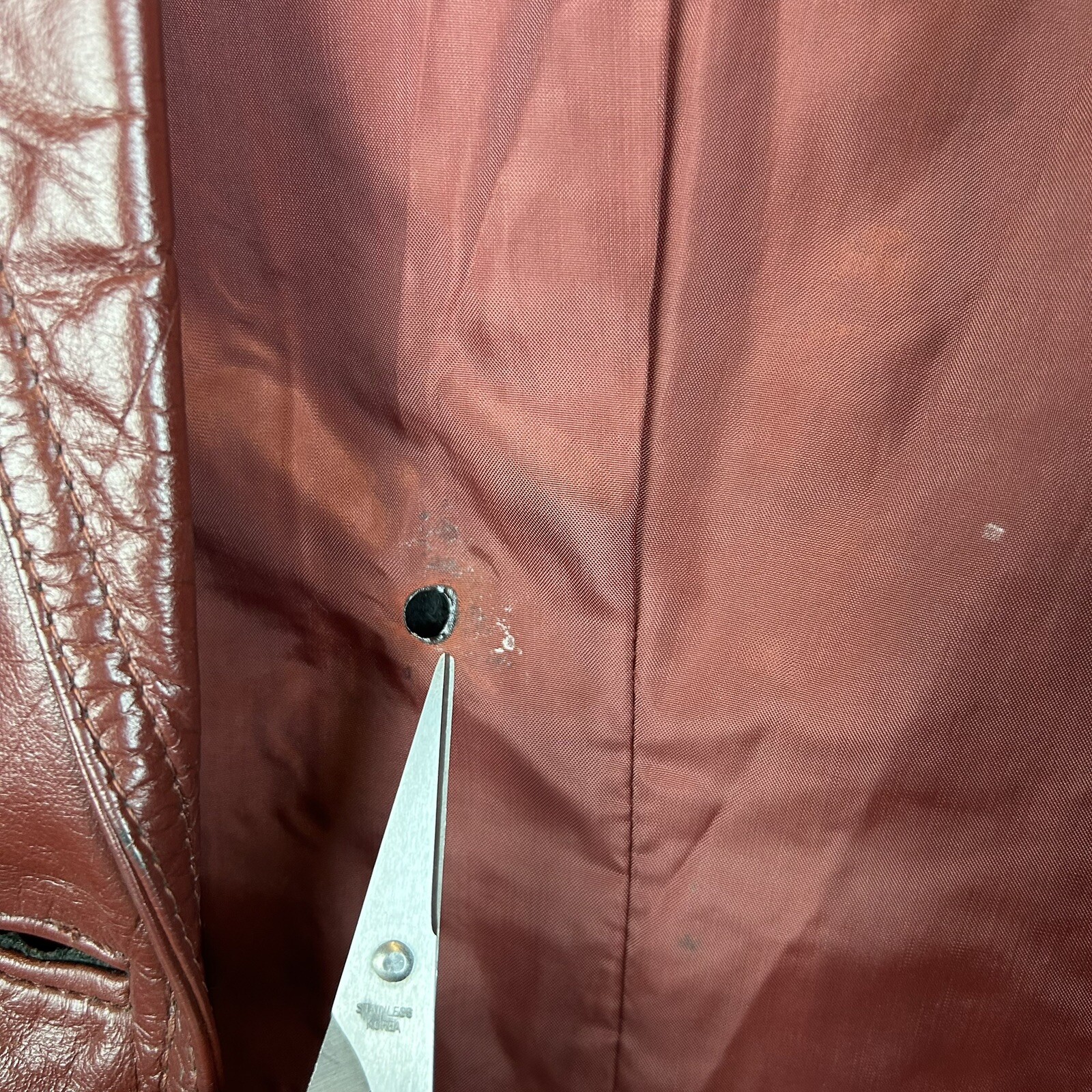 Vtg 70s Rust Brown Leather Jacket Short Womans 14 Made In Korea Read